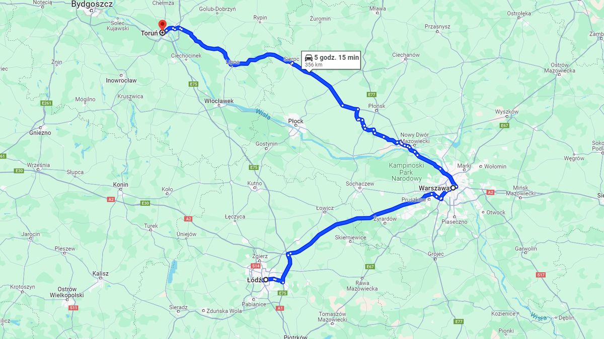 Wyznaczanie trasy w Google Maps