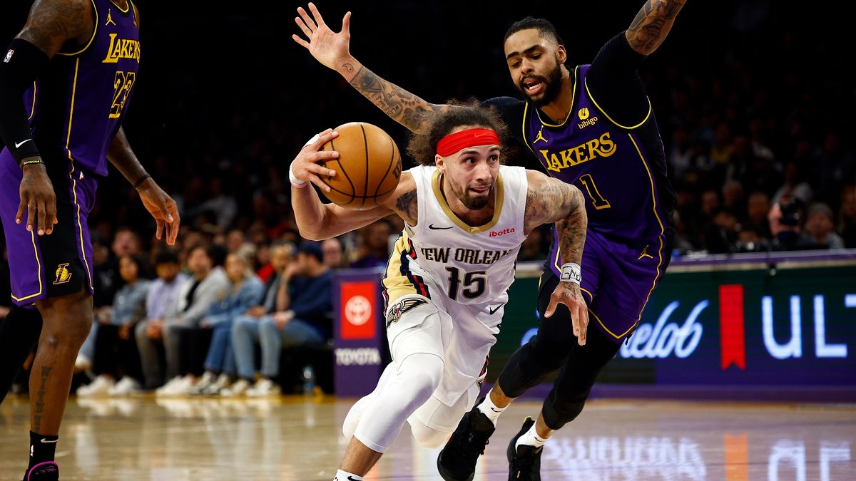 Getty Images / Ronald Martinez / Na zdjęciu: Koszykarze podczas meczu Los Angeles Lakers - New Orleans Pelicans.