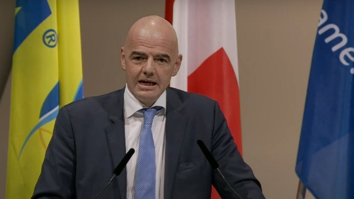 Gianni Infantino w czasie przemówienia