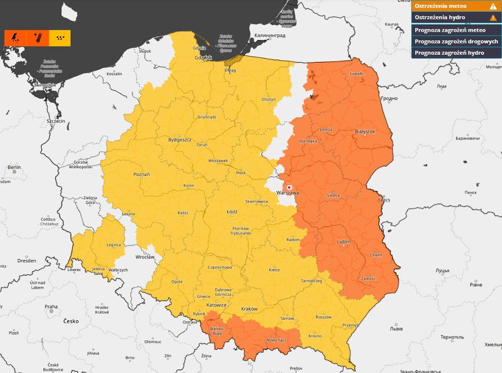 Aktualne ostrzeżenia meteorologiczne i hydrologiczne