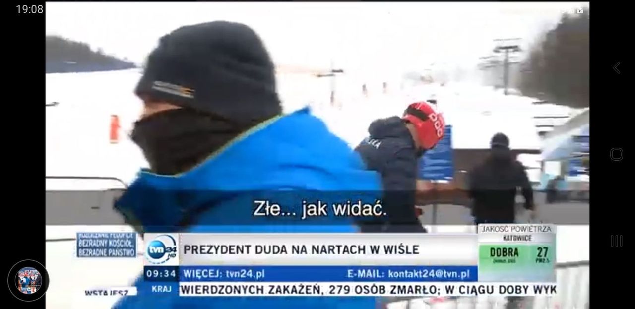 Andrzej Duda na nartach - screnn TVN