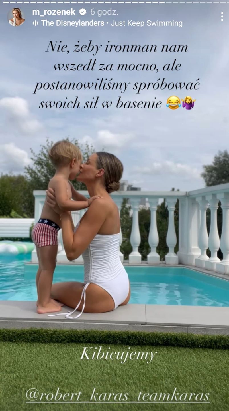 Małgorzata Rozenek z Heniem na basenie
