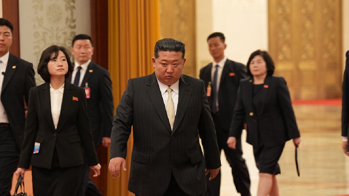 Xi Jinping Holds Talks With Kim Jong Un In BeijingBEIJING, CHINA - SEPTEMBER 04: Kim Jong Un, general secretary of the Workers' Party of Korea and president of the State Affairs of the Democratic People's Republic of Korea, arrives at the venue for talks with Xi Jinping (not pictured), general secretary of the Communist Party of China Central Committee and Chinese president, at the Great Hall of the People on September 4, 2025 in Beijing, China. (Photo by VCG/VCG via Getty Images)VCGgreat hall of the people, meet, china