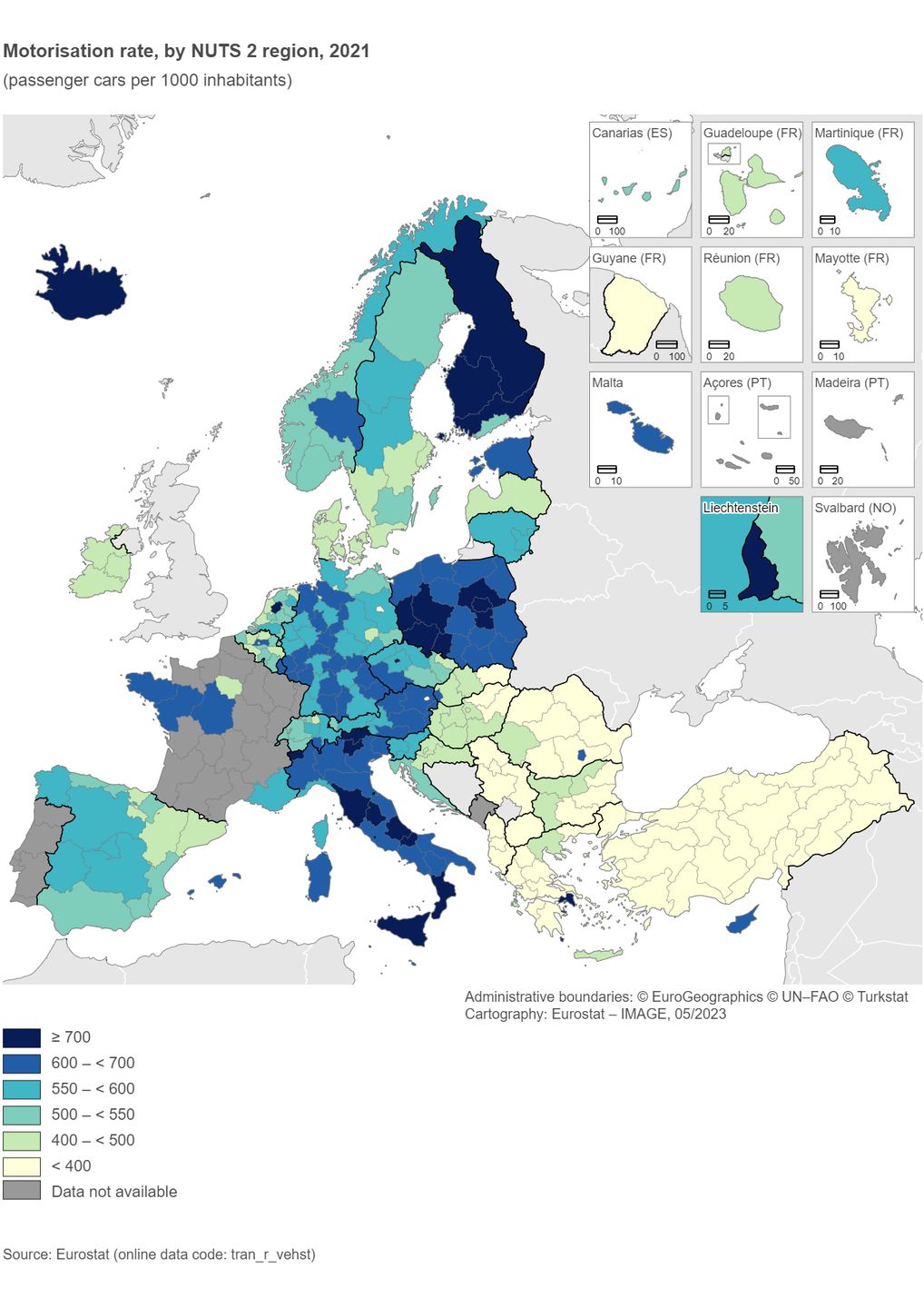 Liczba samochodów przypadających na 1000 mieszkańców