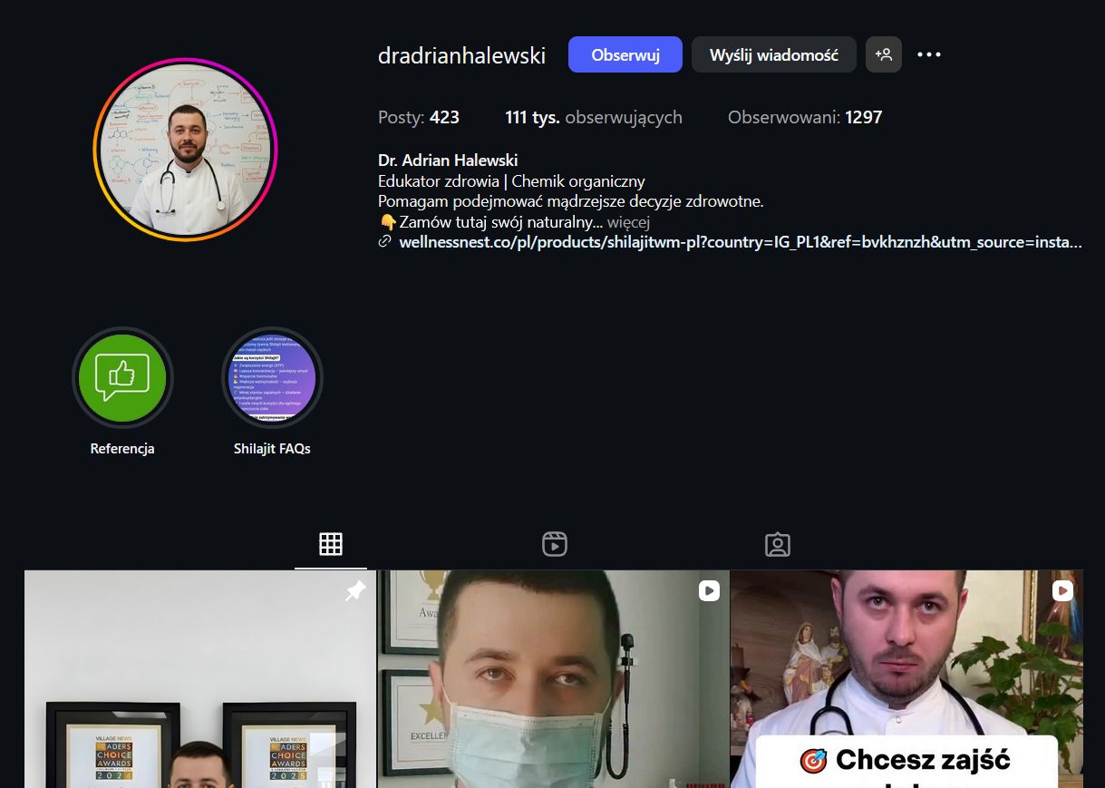 Screen konta dradrianhalewski, opublikowany przez Demagoga