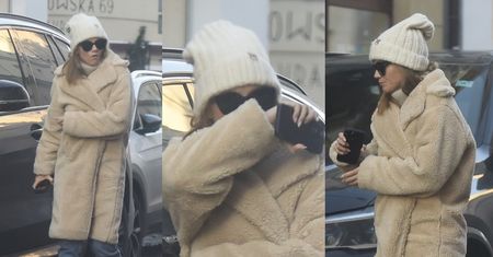 Agnieszka Kaczorowska wyciera nos rękawem w drodze do jubilera na Mokotowskiej (ZDJĘCIA)