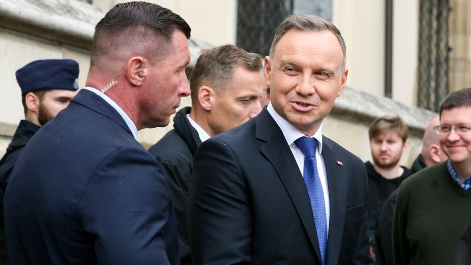 KRAKOW, POLAND - MAY 15: President Andrzej Duda at the central celebration of the Border Guard Day at the Royal Castle Square on May 15, 2023 in Krakow, Poland.
The central celebration of the 32nd anniversary of the establishment of the Border Guard was celebrated in Krakow. They began with a holy mass in the Wawel Cathedral, and then an appeal was held at the Royal Castle Square, during which President Andrzej Duda handed over general nominations. The event also featured a parade drill performed by the Border Guard Representative Company, a performance by the Border Guard Representative Orchestra and a parade of officers. (Photo by Klaudia Radecka/NurPhoto via Getty Images)
