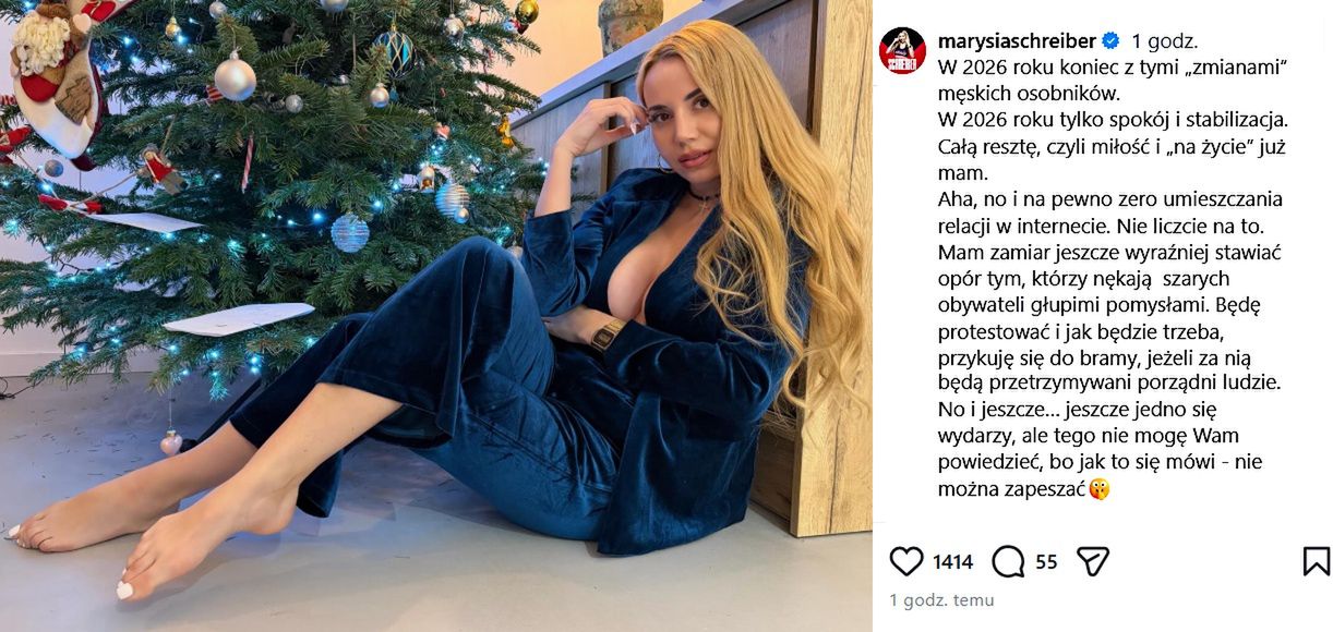 Wpis Marianny Schreiber na Instagramie