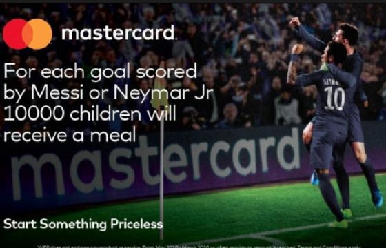 Mastercard po fali krytyki wstrzymuje akcję posiłki dla biednych dzieci za gole Messiego i Neymara