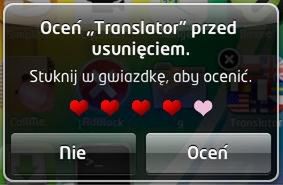 Walentynkowa nakładka na okno "Oceń przed usunięciem" w iPhonie