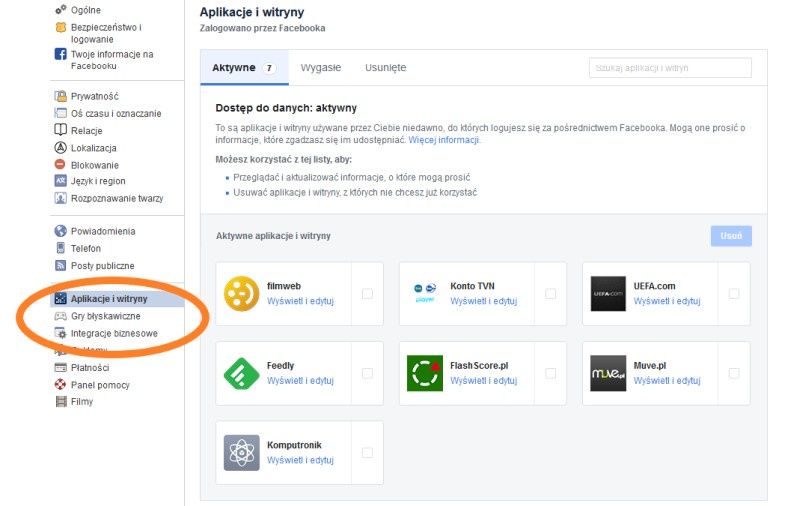 Facebook aplikacje