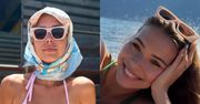 Sandra Kubicka w różowym bikini i chustą na głowie pozdrawia z rodzinnych wakacji we Włoszech