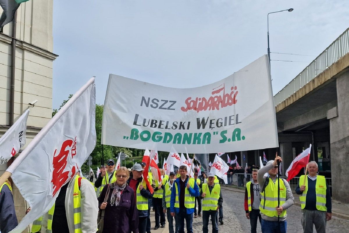 Protest górników w Warszawie