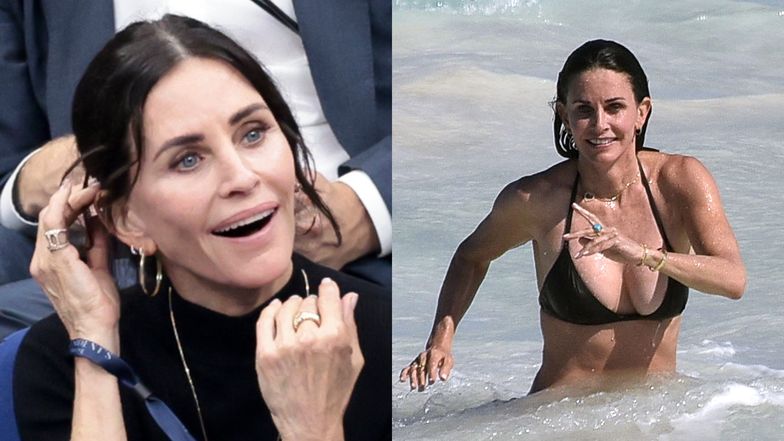 Courteney Cox pluska się w bikini w oceanie