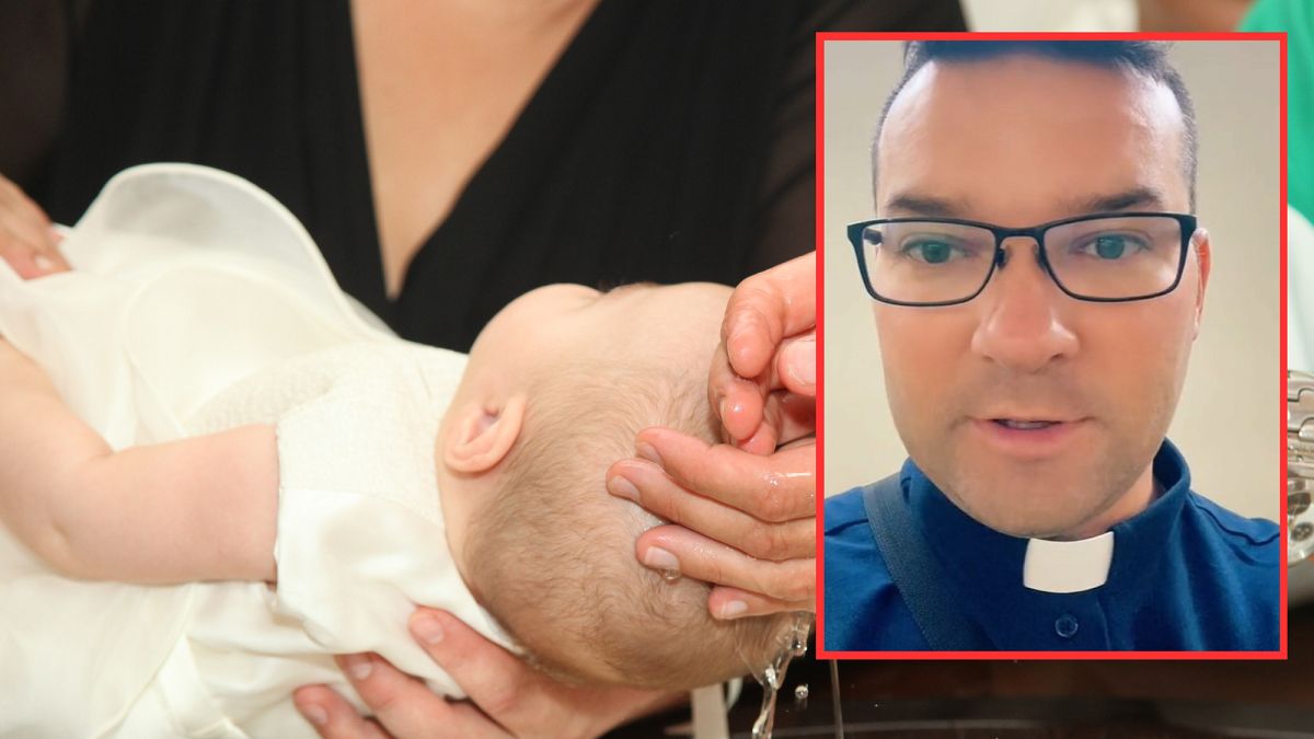 Ksiądz mówi, czy para bez ślubu kościelnego może ochrzcić dziecko.