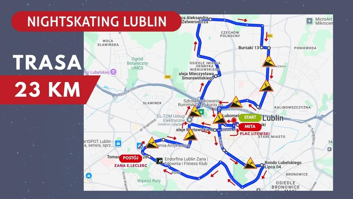 Nightskating Lublin 2025 trasa