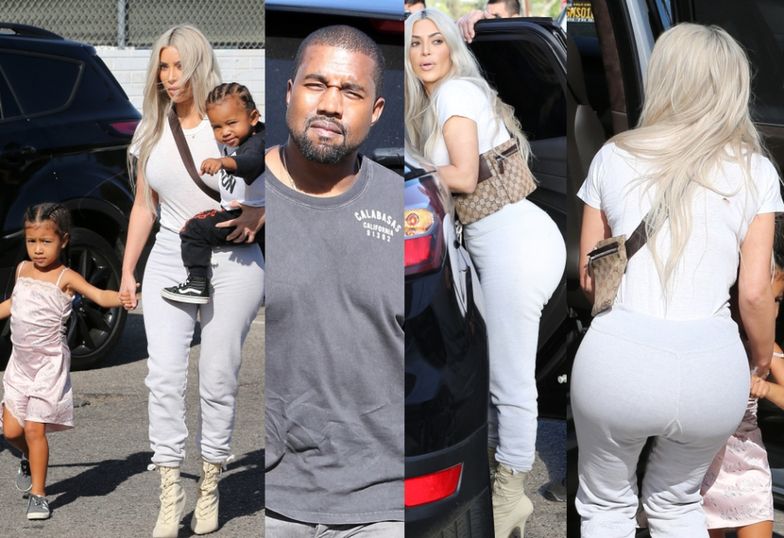 Kim Kardashian z Kanye i dziećmi na spacerze