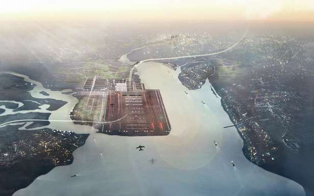 Thames Hub. Jak widać, Isle of Grain przestała istnieć przykryta płytą lotniska (Fot. Dvice.com)