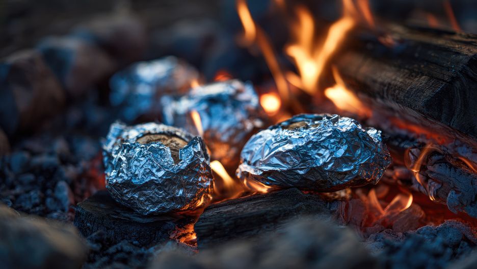 Foil-wrapped potatoes roasting over campfire (2)
A close-up of foil-wrapped potatoes or corn on the cob, cooking in the hot coals of a campfire. --ar 16:9 --v 7 Job ID: 00e0136f-bf53-429a-9917-3f4c6966886f
rizkybagas01
potatoes, foil, campfire, roasting, cooking, food, outdoor, fire, embers, hot, dark, night, metal, wrapped, yummy, delicious, camp, nature, tasty, rustic, close, up, close-up, flame, wood, charcoal, heat, warm, simple, outdoors, meal, prepared, crispy, potatoes, foil, campfire, roasting, cooking, food, outdoor, fire, embers, hot, dark, night, metal, wrapped, yummy, delicious, camp, nature, tasty, rustic, close, up, close-up, flame, wood, charcoal, heat, warm, simple, outdoors, meal, prepared, crispy