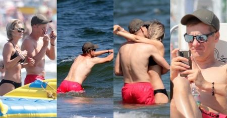Marcin Mroczek wymienia czułości z żoną Marleną na sopockiej plaży (ZDJĘCIA)