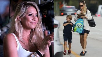 Ciężarna Anna Kournikova maszeruje z SYNEM po Miami i zasłania brzuch plecakiem