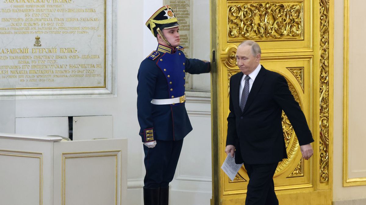 MOSCOW, RUSSIA - DECEMBER 9: Russian President Vladimir Putin enters the hall during the award ceremony at Kremlin, marking the Heroes of the Fatherland Day, on December 9, 2025 in Moscow, Russia. Russian President Vladimir Putin presented Gold Star medals to Heroes of Russia. More than 200 military and civilian personnel who the government described as demonstrating exceptional courage and heroism, including the participants of the military invasion of Ukraine, were invited to the ceremony in the St. George's Hall of the Grand Kremlin Palace. (Photo by Contributor/Getty Images)