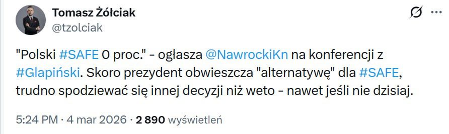 Karol Nawrocki zawetuje SAFE?
