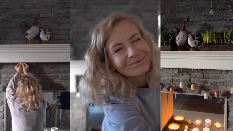 Wiosenna Edyta Pazura przystraja dom w wielkanocne ozdoby. Były koguciki, pisanki, a nawet donice "szczypiorku"... (WIDEO)