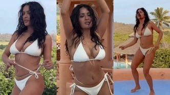 Salma Hayek w bikini prezentuje kocie ruchy na sesji zdjęciowej. Czas się dla niej zatrzymał?