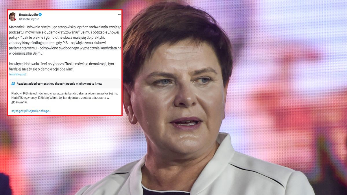 Beata Szydło napisała o ''odmowie wyznaczeniu kandydata''