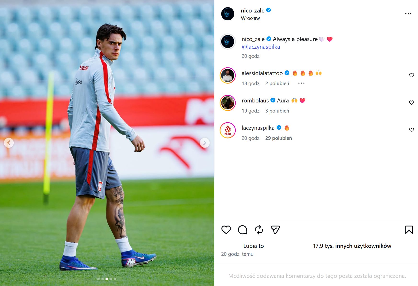 Nicola Zalewski wytatuował na nodze papieża Jana Pawła II