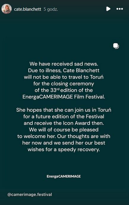 Oświadczenie o Cate Blanchet w Toruniu