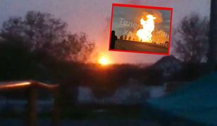 Eksplozja gazociągu w obwodzie charkowskim. Słup ognia ma 70 metrów