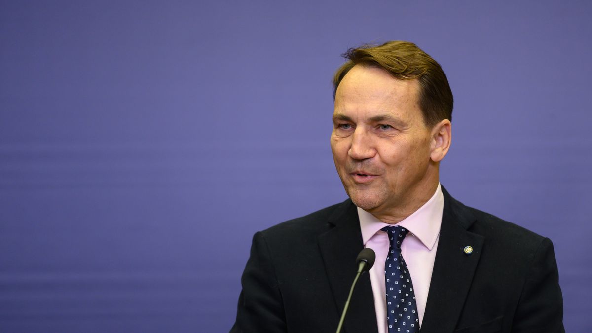 Poland's Deputy Prime Minister and Foreign Minister Radoslaw Sikorski addresses a joint news conference with Finnish Foreign Minister Elina Valtonen following their meeting in Warsaw, Poland, on October 6, 2025. (Photo by Aleksander Kalka/NurPhoto via Getty Images)