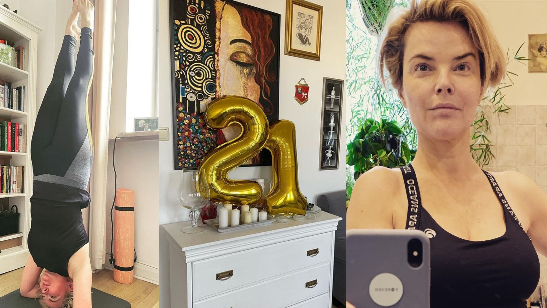 Okna pełne zieleni, obrazy na ścianach i kącik do jogi. Tak wygląda "klitka na Żoliborzu" Moniki Richardson