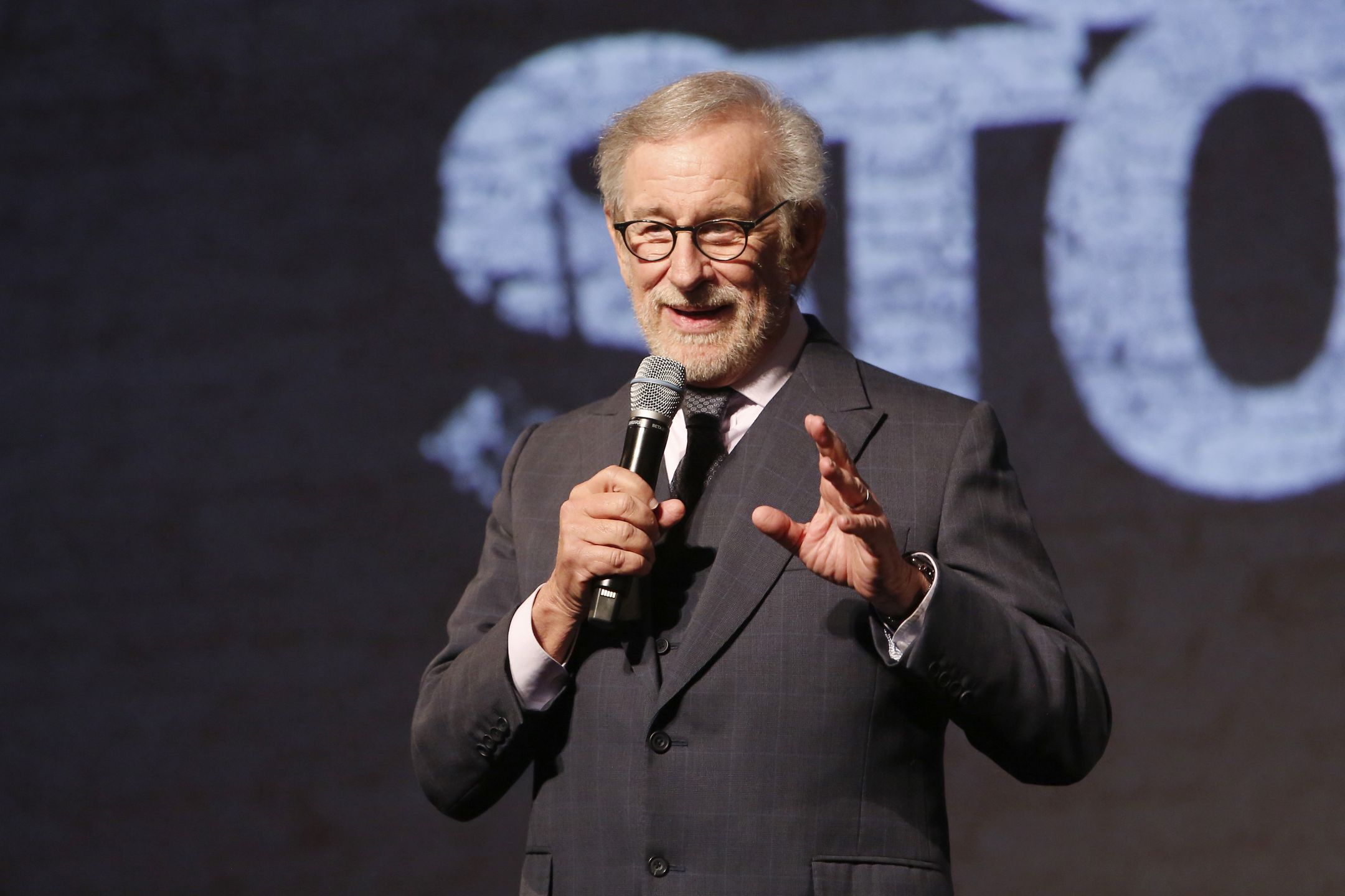 West Side Story Los Angeles PremiereLOS ANGELES, CALIFORNIA - DECEMBER 07: Director Steven Spielberg speaks onstage at the Los Angeles premiere of West Side Story, held at the El Capitan Theatre in Hollywood, California on December 07, 2021. (Photo by Jesse Grant/Getty Images for 20th Century Studios)Jesse Grant