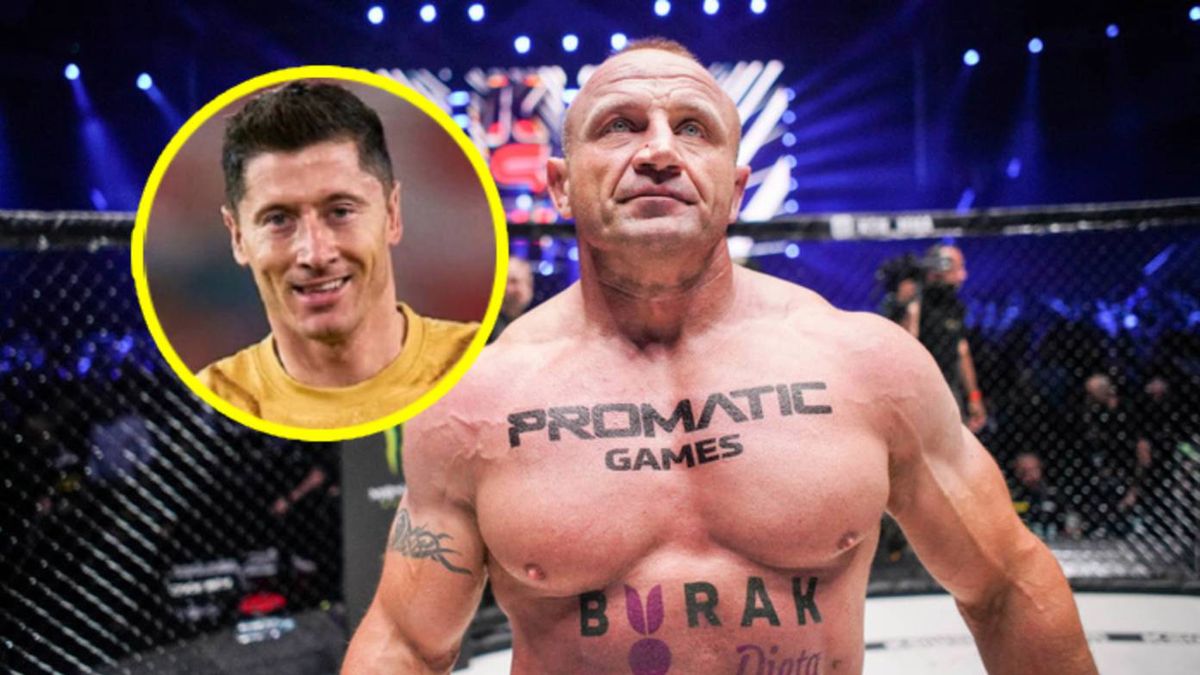 Materiały prasowe / KSW oraz Cristian Trujillo/Quality Sport Images / Na zdjęciu: Mariusz Pudzianowski i Robert Lewandowski