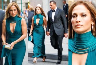 48-letnia Jennifer Lopez z dekoltem do pępka i chłopakiem w drodze na wesele. Seksowna? (ZDJĘCIA)