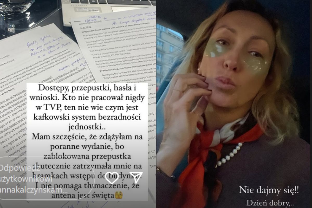 Anna Kalczyńska miała problem, by wejść do budynku TVP