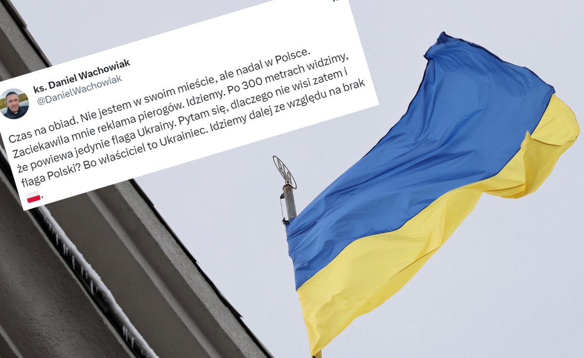 Duchownemu nie spodobała się ukraińska flaga przed wejściem