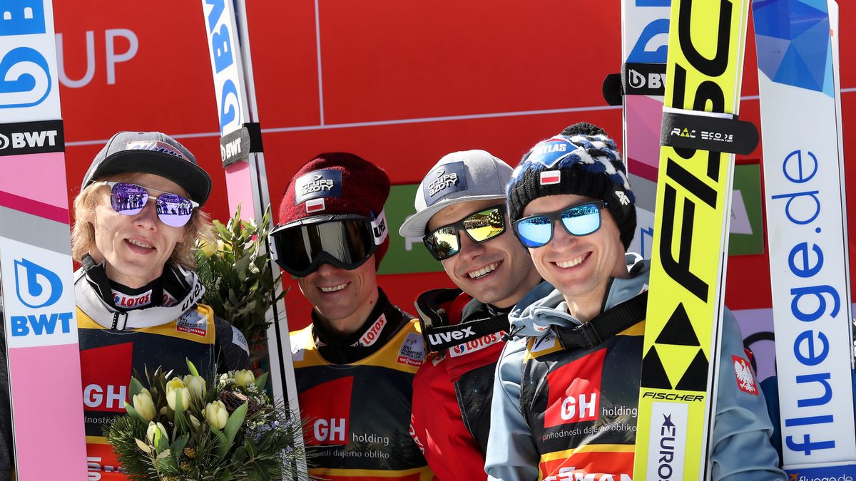 Na zdjęciu od lewej: Dawid Kubacki, Piotr Żyła, Jakub Wolny i Kamil Stoch