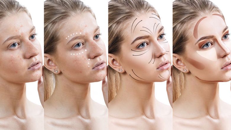 Do konturowania twarzy potrzebujesz korektora, rozświetlacza, bronzera i podkładu