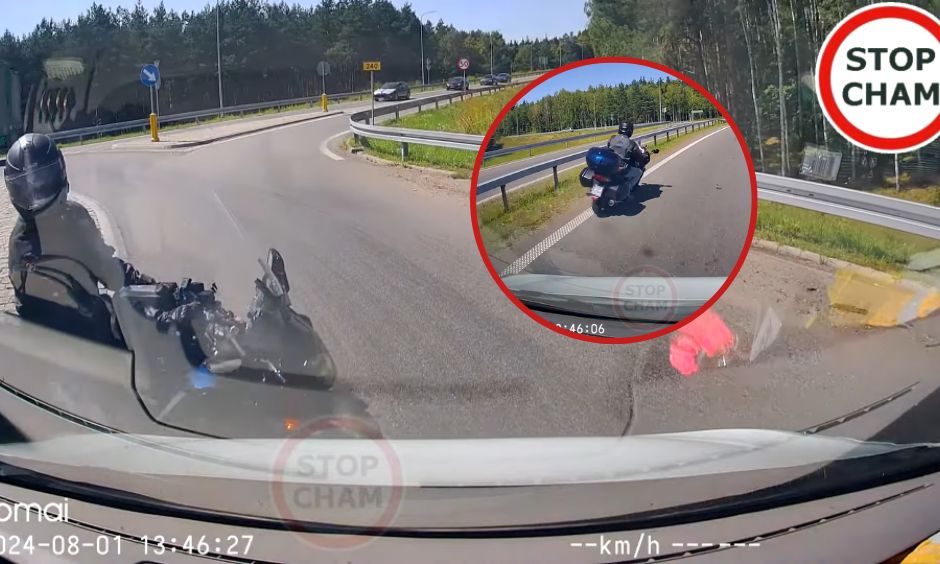 Motocyklista musiał dać upust swojemu niezadowoleniu