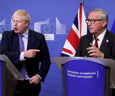 Brexit. Brytyjski premier Boris Johnson i Jean-Claude Juncker