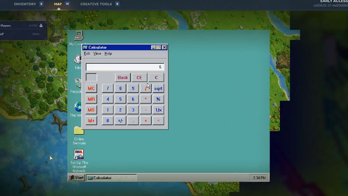 Windows 95 wewnątrz gry