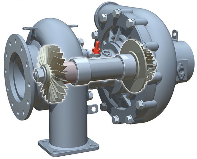 Turbosprężarka (wyszczególnienie wirników turbiny i sprężarki osadzonych na wspólnym wale)