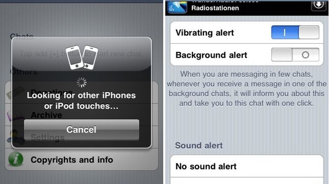 Czat bluetooth pomiędzy iPhone'ami 1