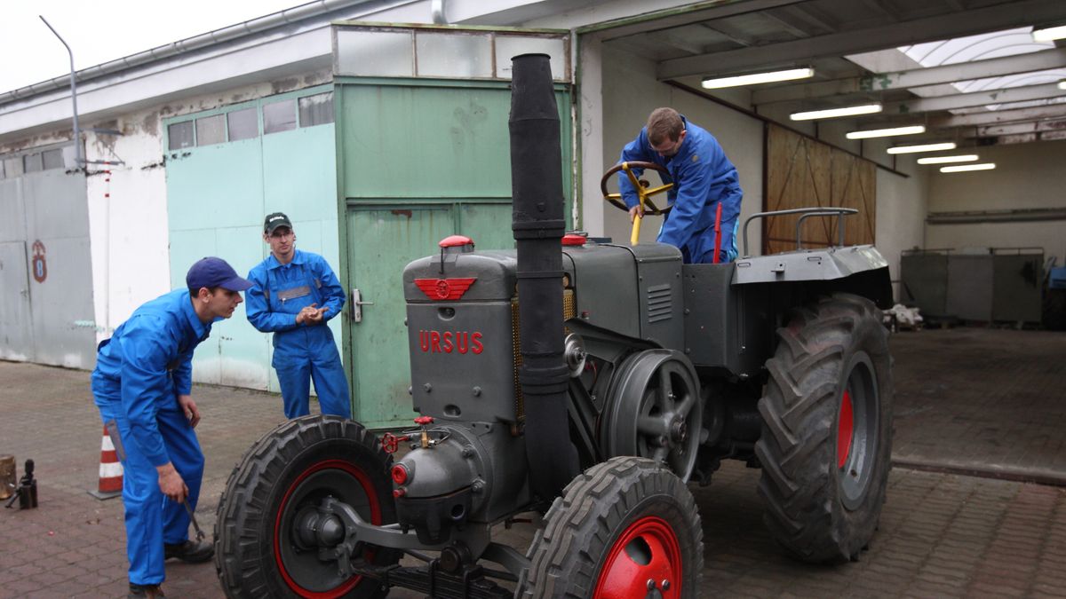Historical Ursus C451 tractor restored by the students in Rusocin
Rusocin, Poland 6th, November 2014 Student of the school of agricultural mechanization in Rusocin restored historic farm tractor Ursus C451. Tractor was destroyed, and standing as a sculpture in front of the school for several years. Now after a year of hard work it is fully functional and riding. (Photo by Michal Fludra/NurPhoto) (Photo by NurPhoto/NurPhoto via Getty Images)
NurPhoto
agriculture:CB2, student:CB2, education:CB2, tractor:CB2, restoring:CB2, Poland:CB2, farm tractor:CB2, rusocin:CB2, c451:CB2, ursus c451:CB2, polish tractor:CB2, historical tractor:CB2