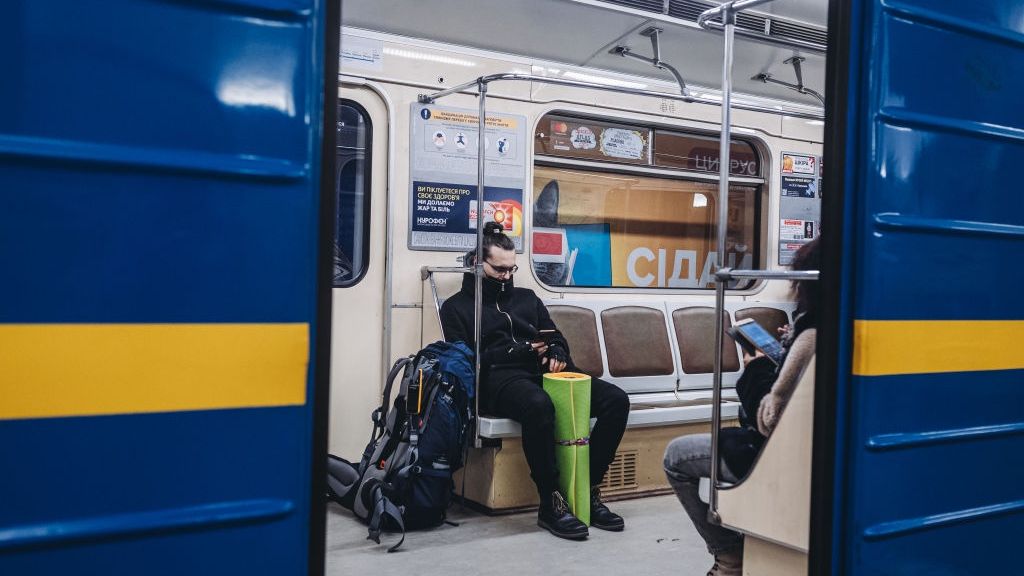 Kijowskie metro już po tym jak Ukraina została zaatakowana przez Rosję