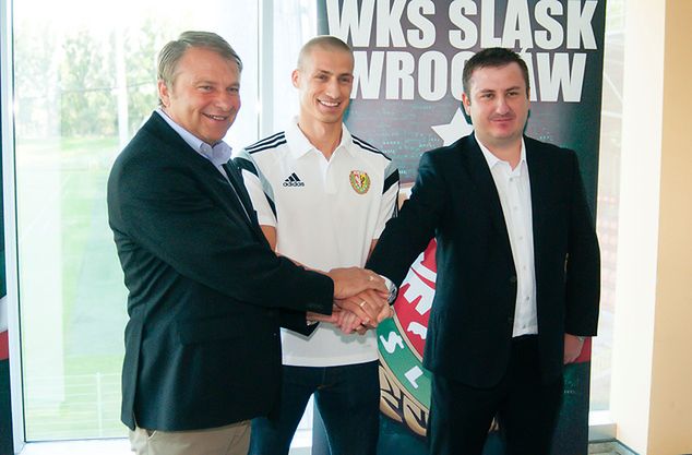 Trener Śląska i prezes klubu oraz Piotr Celeban /fot. Damian Filipowski